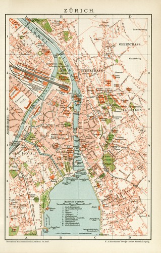 Zürich historischer stadtplan - zürich,