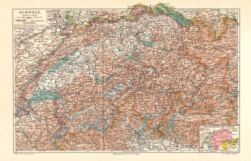 Schweiz historische landkarte - historische,