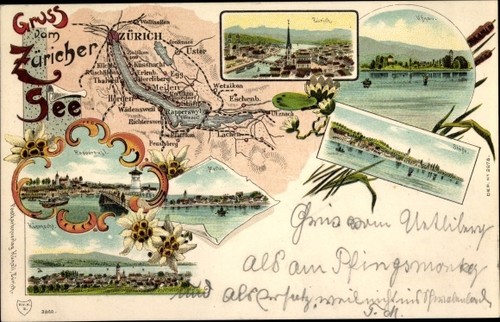 Landkarten litho zürich - landkarten,
